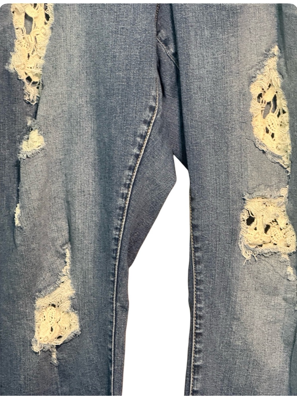 Judy Blue Skinny Fit Distressed Lace Patch Jeans Plus Size 22W - Picture 3 of 4